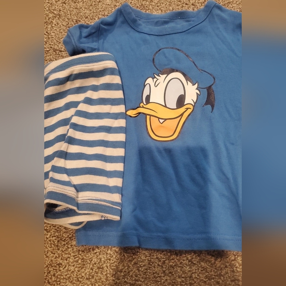 GAP Blue and White Pajama Set with Donald Duck Design